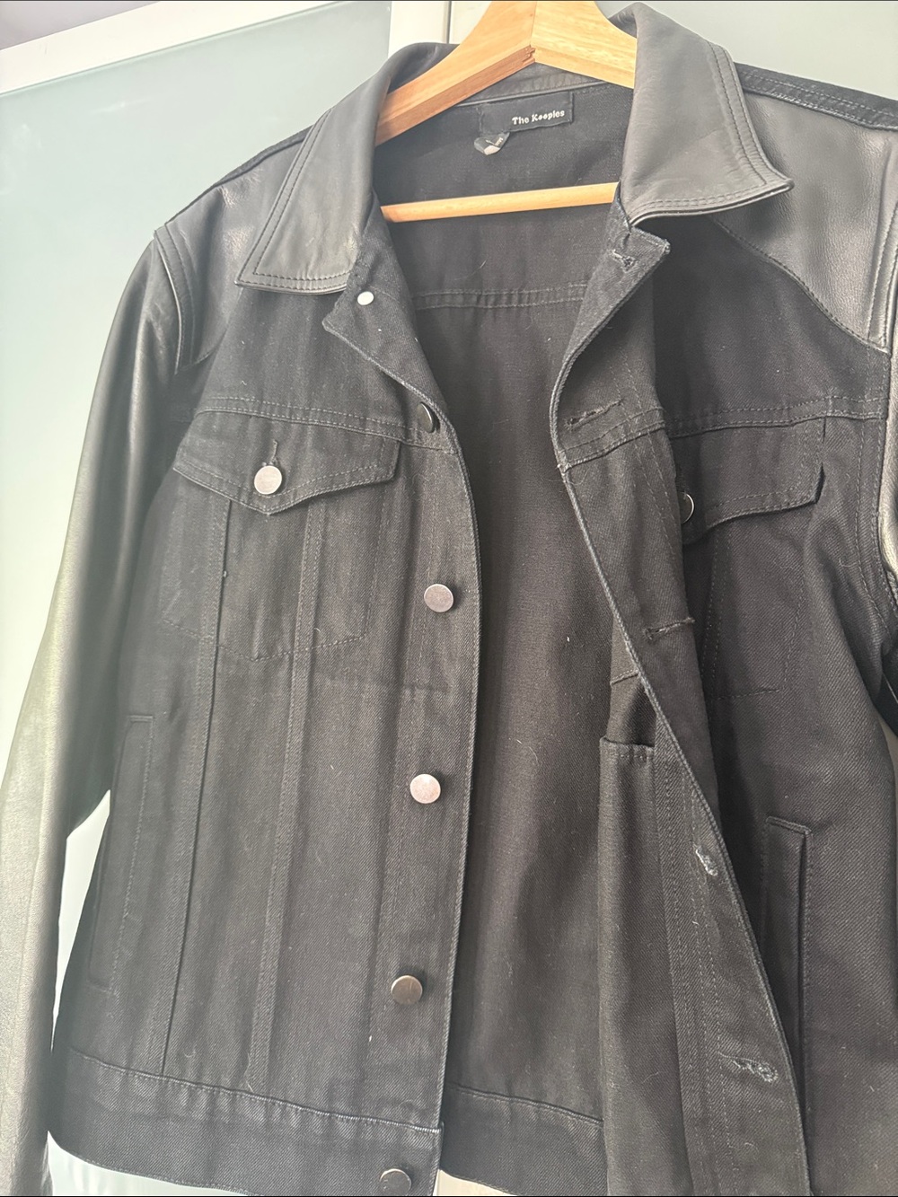 The Kooples Black Mixed-Media Jean Jacket - Picture 5 of 8